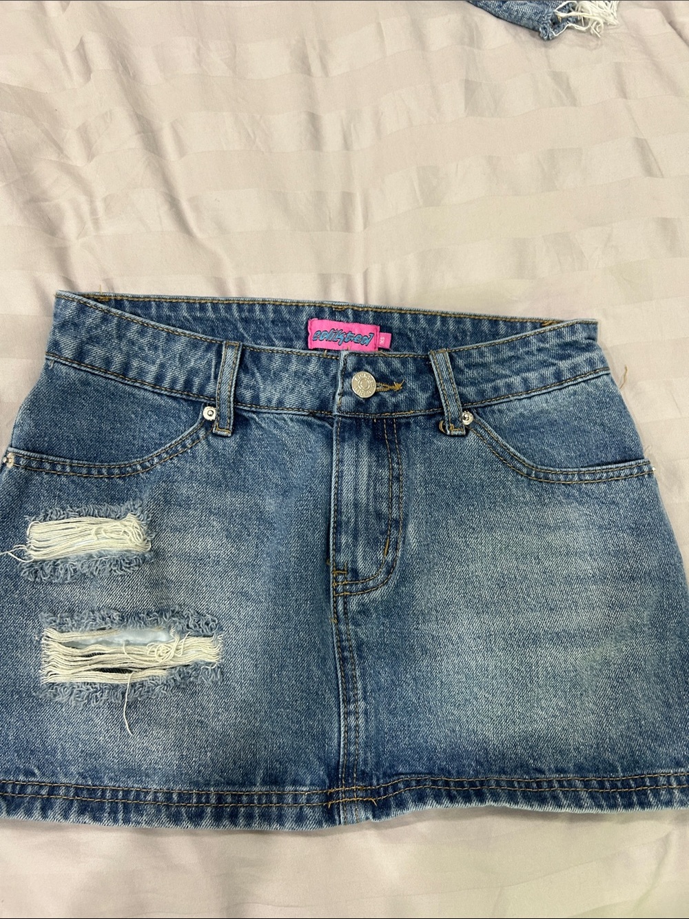New Edikted Denim Jean Mini Skirt XS